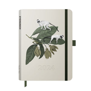 2024 Notebook Planner A5 Evergreen Monkey