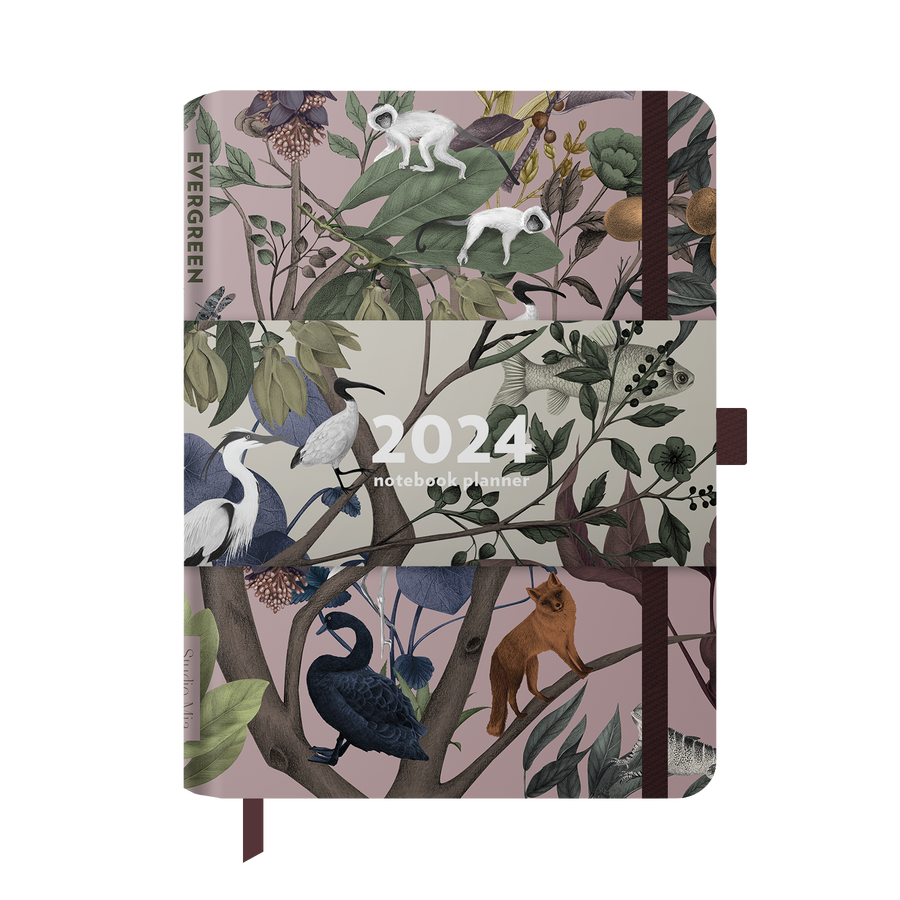 2024 Notebook Planner A5 Evergreen Rose