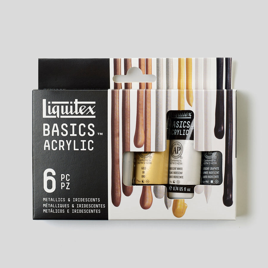 Liquitex Basics Acrylic Set 6x22mL Metallics & Iridescents