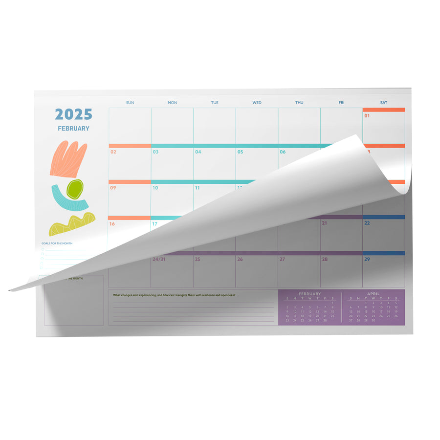 2025 Monthly Deskpad Planner Wonky Shapes Inner Worlds 11" x 17"