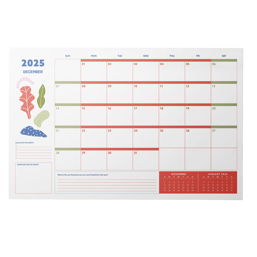 2025 Monthly Deskpad Planner Wonky Shapes Inner Worlds 11" x 17"
