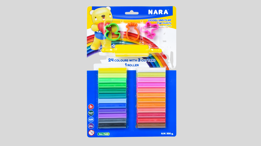 Nara Modelling Clay; 12colours, (12normal & 12neon) 24 round sticks 300g