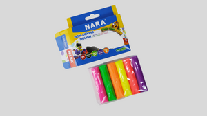 Nara Non-Drying Dough; 6 neon colors, 6 round sticks 135g